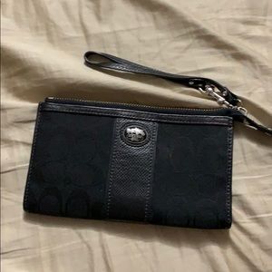 Coach wallet with leather trim